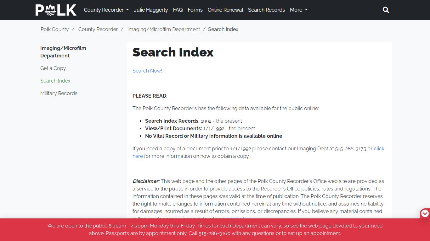 Search Index - Polk County Iowa